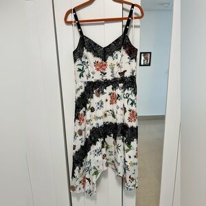 JOIE Women’s Oneila Floral/Pearl/Lace Asymmetric Hem Sundress White Size 6